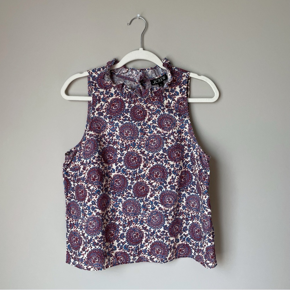 J.Crew Fleur Ruffled Sleeveless Top in Floral Linen